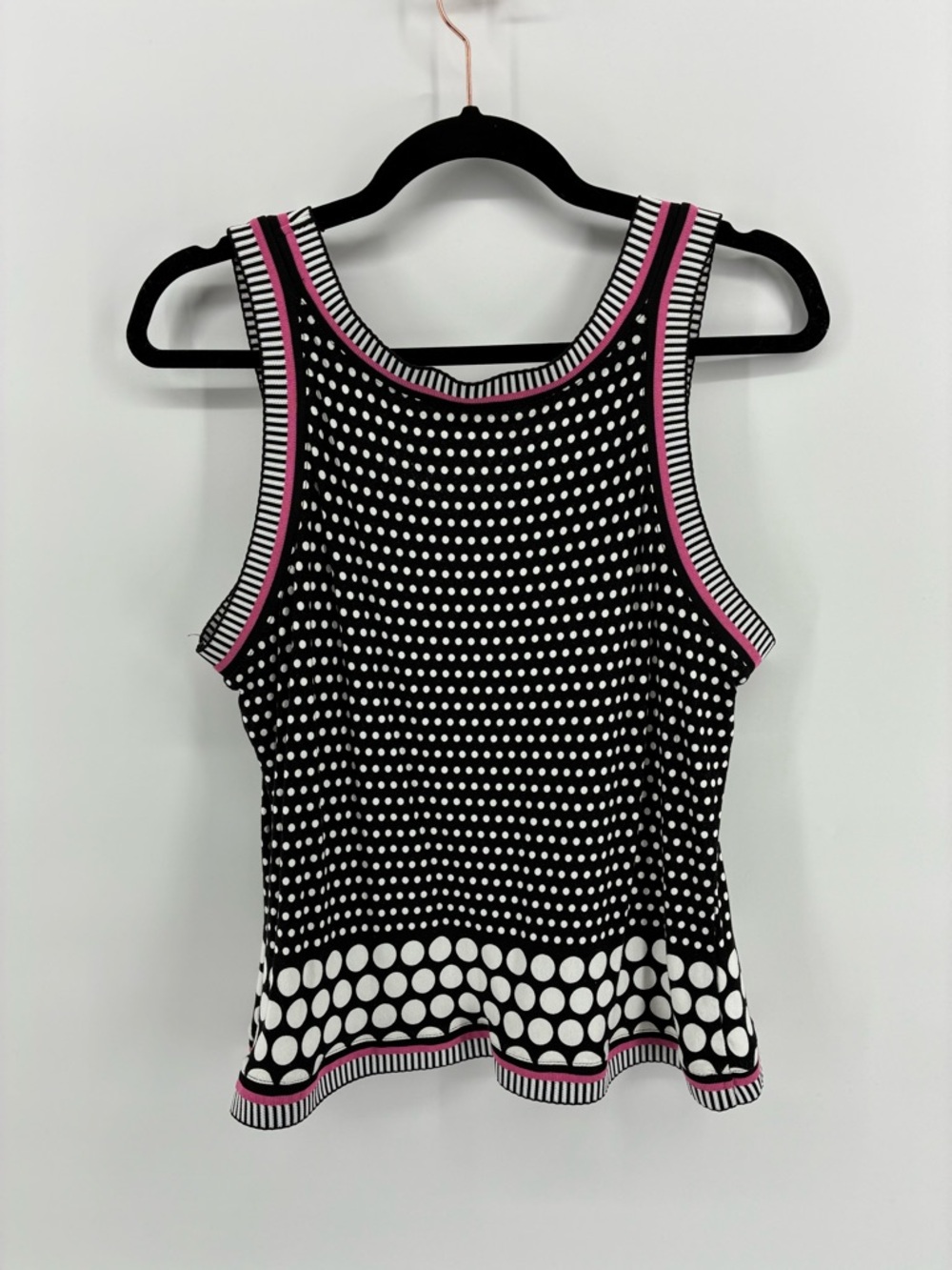 Joseph Ribkoff Black & White Polka Dot Tank Top 3/4 Sleeve Blazer with Pink Trim - Picture 12 of 14